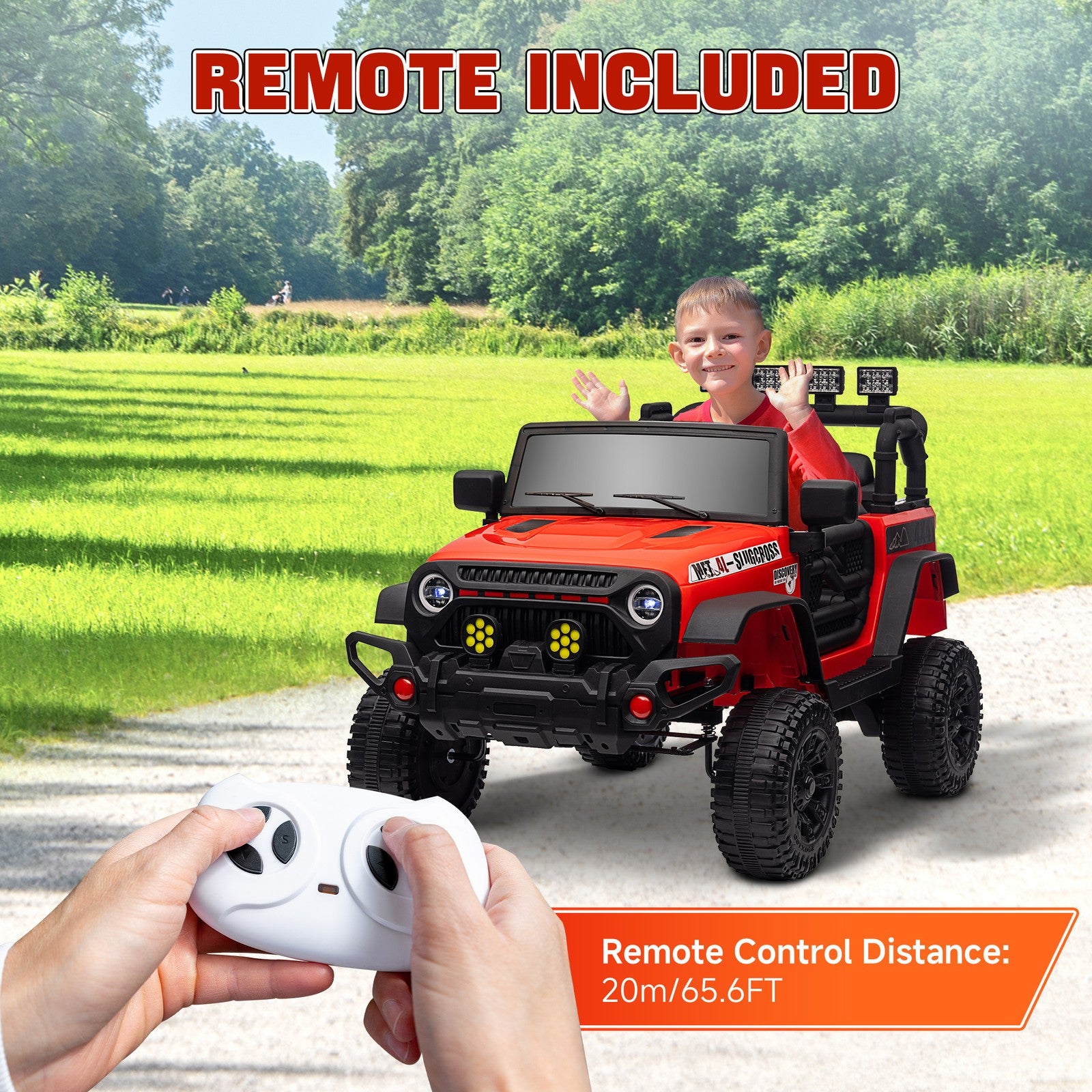 12V Red Ride-On Car and Truck with Suspension Wheels Trend Times 7