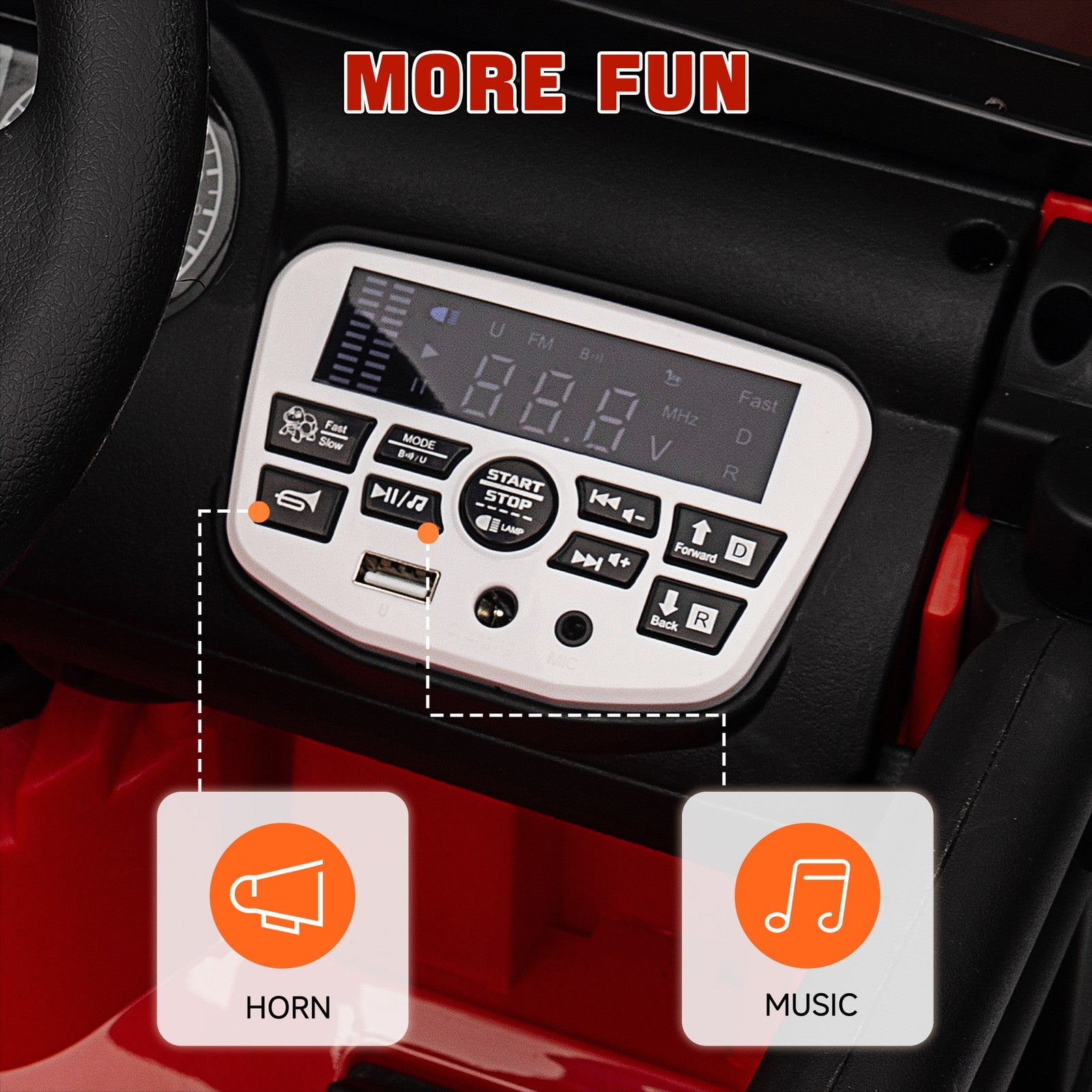 12V Red Ride-On Car and Truck with Suspension Wheels Trend Times 9