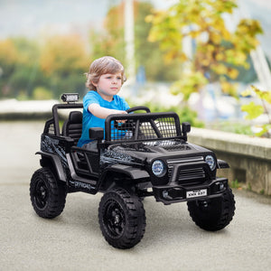 12V Ride-On UTV Truck with 4 Suspension Wheels in Black Trend Times 8