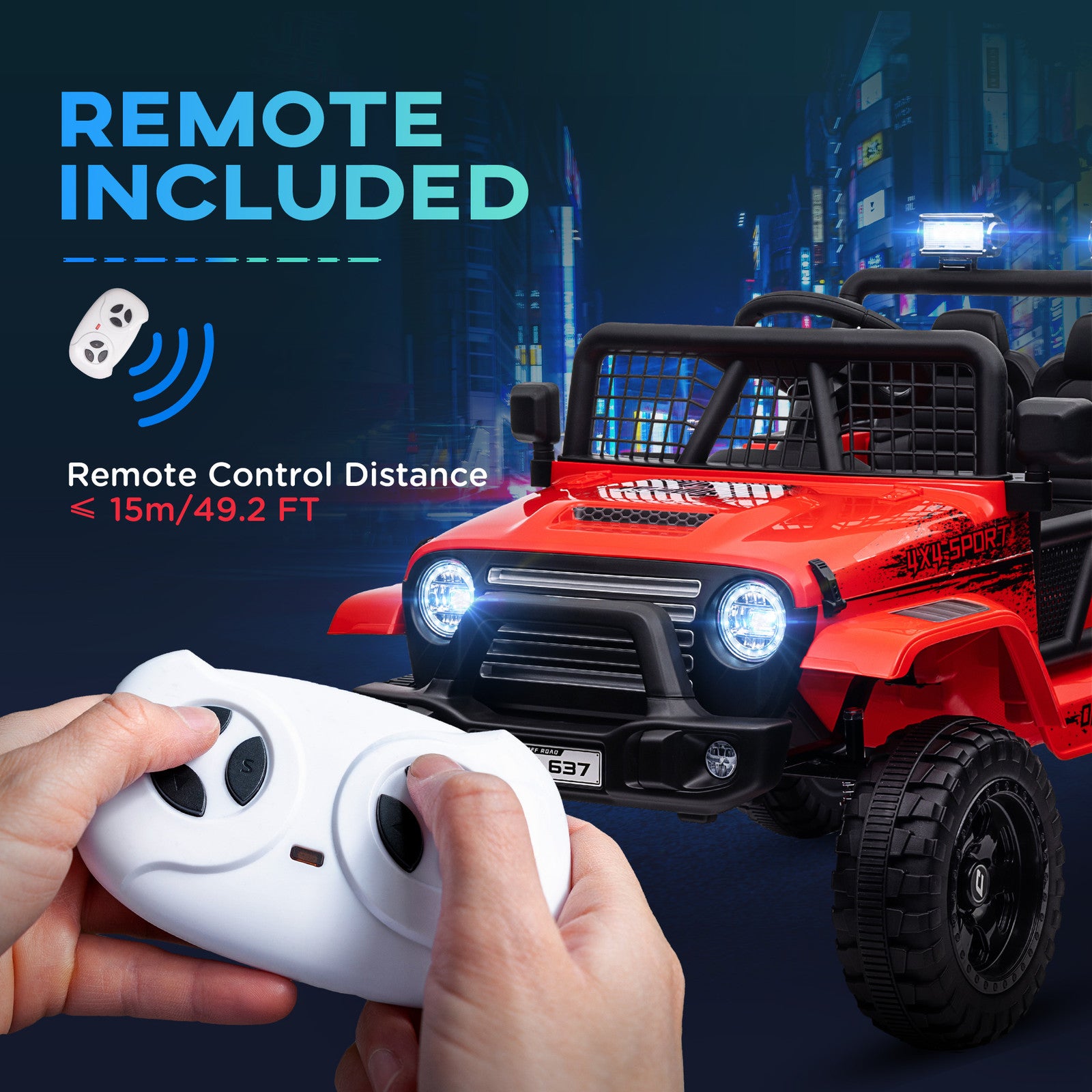 12V Red Ride-On UTV Truck with 4 Suspension Wheels Trend Times 7