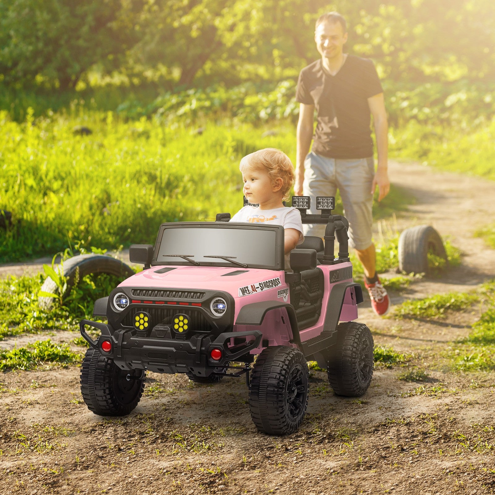 12V Pink Ride-On UTV Car with Bluetooth and 4 Suspension Wheels Trend Times 1
