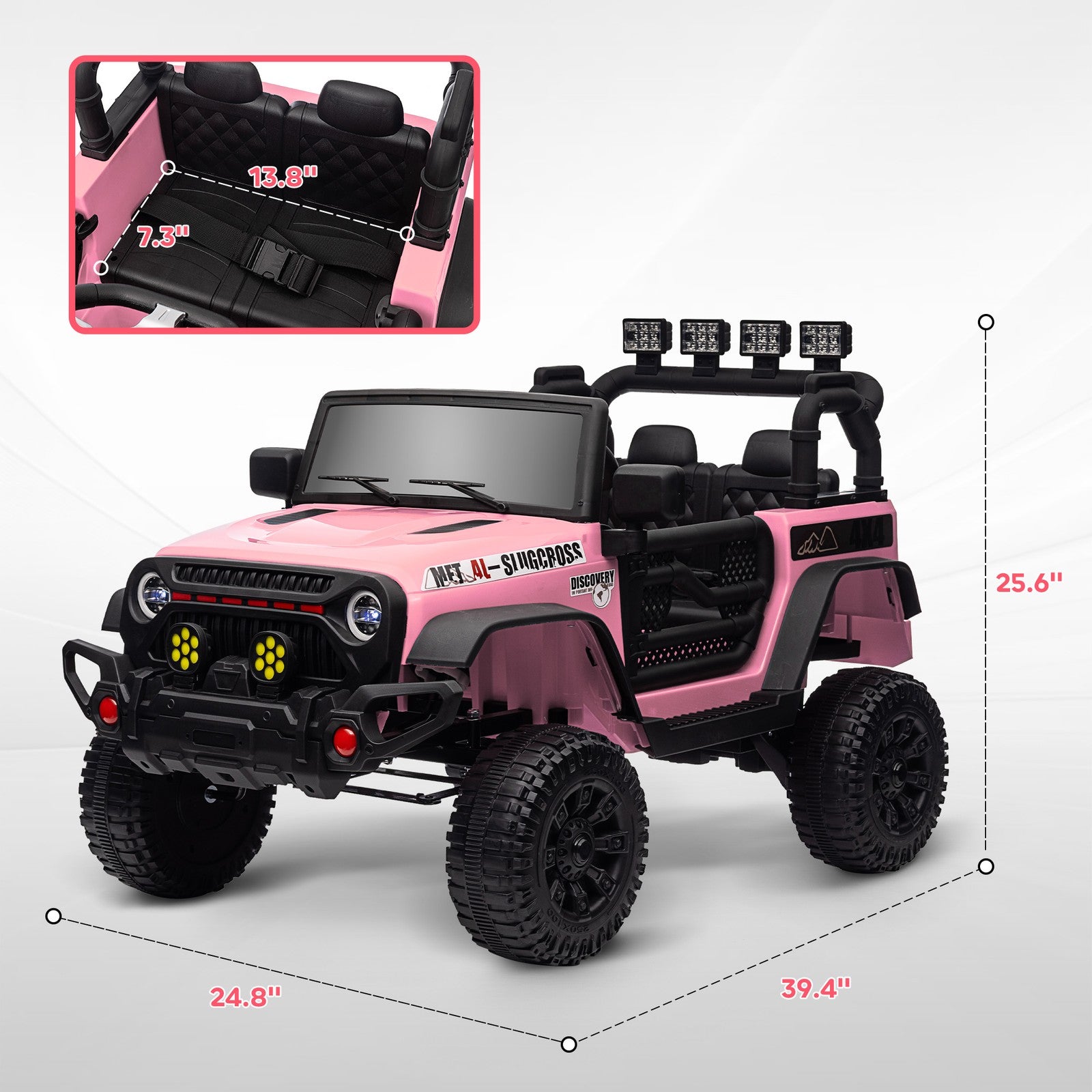 12V Pink Ride-On UTV Car with Bluetooth and 4 Suspension Wheels Trend Times 2