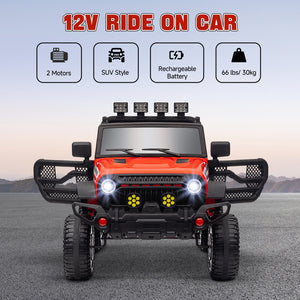 12V Ride-On UTV Car with Bluetooth and 4 Suspension Wheels in Red Trend Times 4