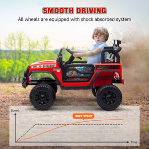 12V Ride-On UTV Car with Bluetooth and 4 Suspension Wheels in Red Trend Times 5