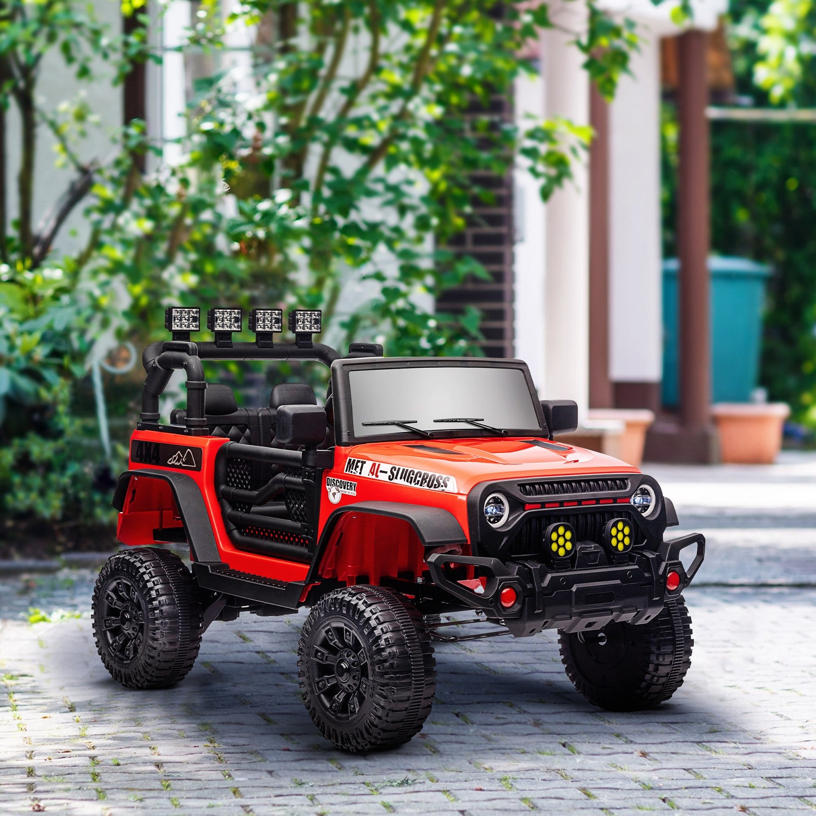 12V Ride-On UTV Car with Bluetooth and 4 Suspension Wheels in Red Trend Times 8