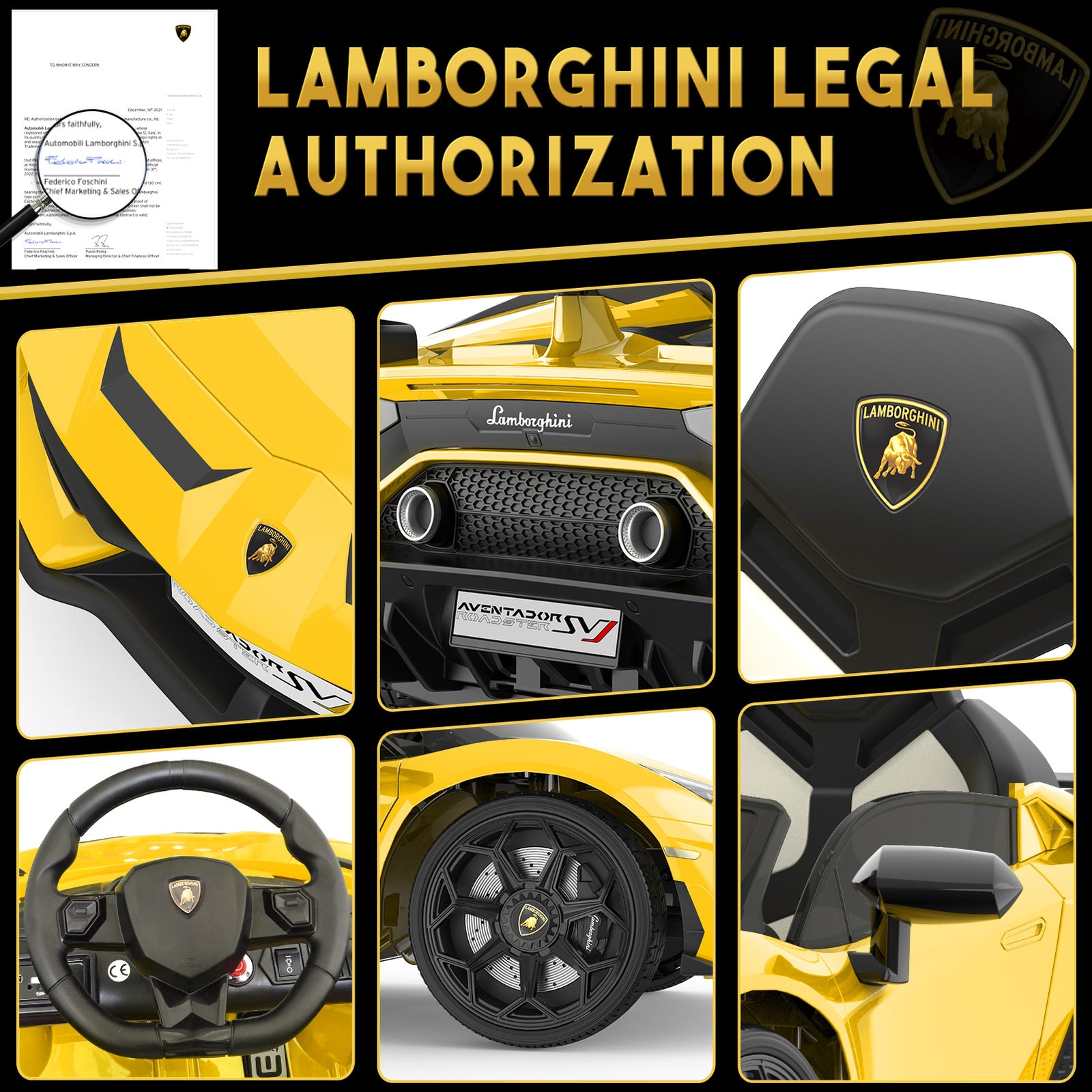 12V Licensed Lamborghini Electric Ride-On Car Toy for Kids with Hydraulic Doors Trend Times 7