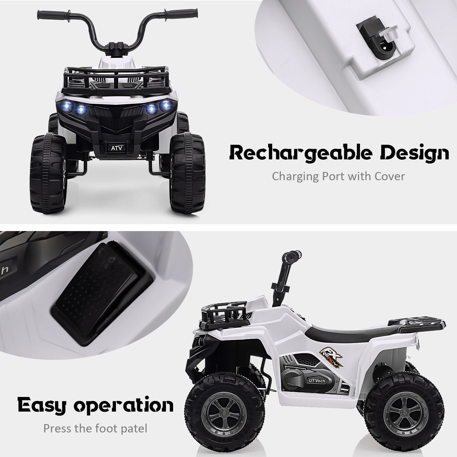 12V Electric Ride-On ATV for Kids with Power Wheels 4-Wheeler Vehicle Toy Trend Times 1