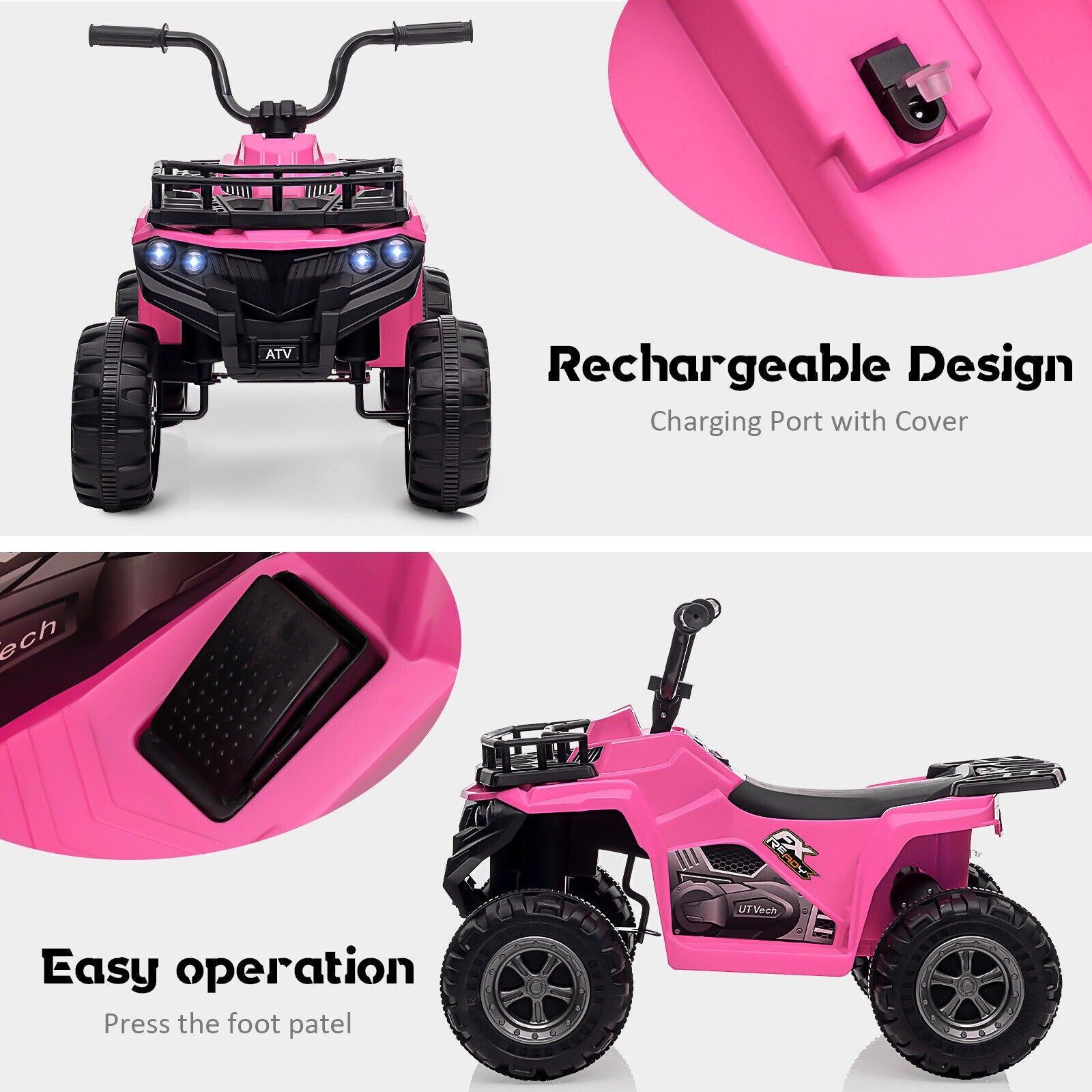 12V Electric Ride-On 4-Wheel ATV Quad for Kids with Power Wheels Trend Times 15