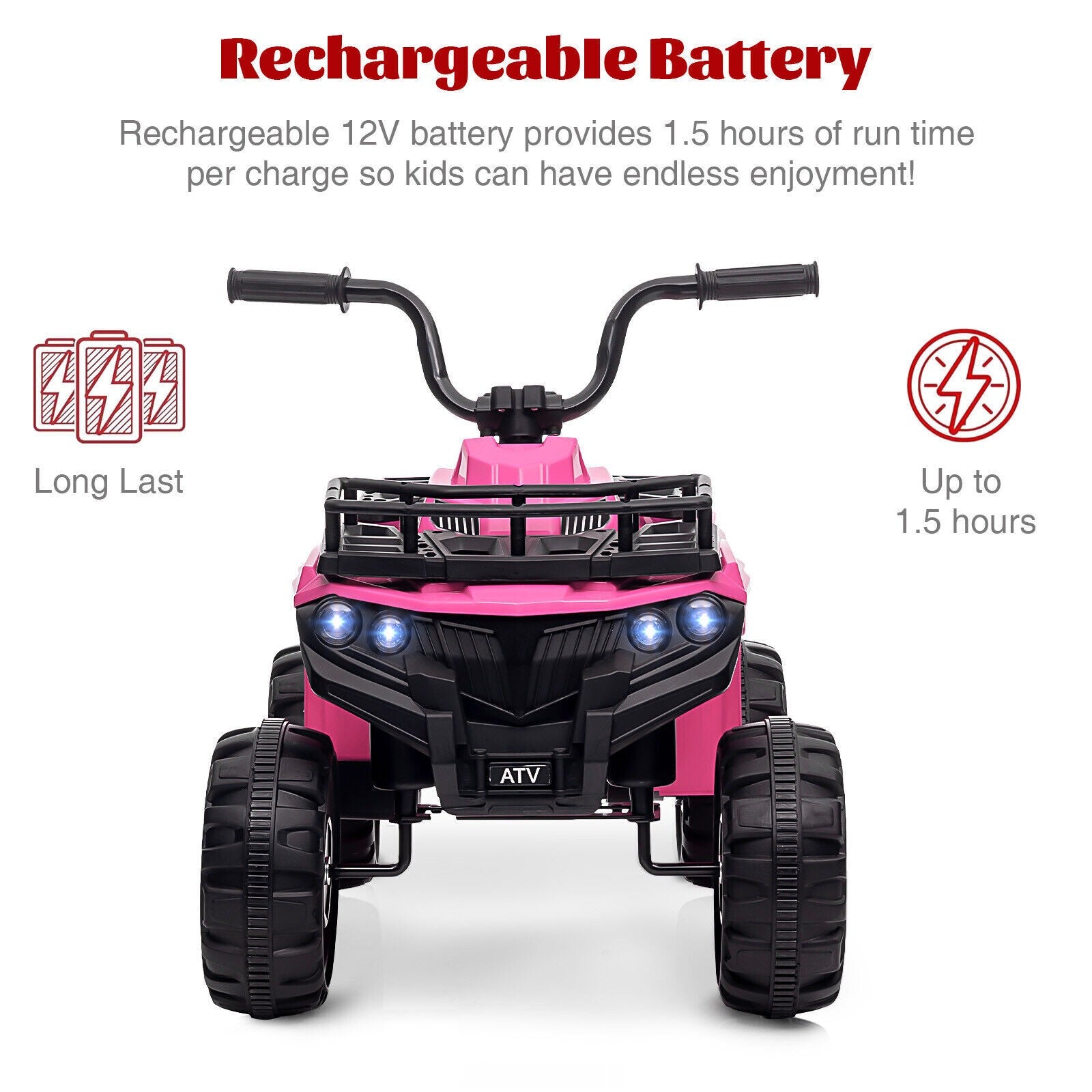 12V Electric Ride-On 4-Wheel ATV Quad for Kids with Power Wheels Trend Times 16