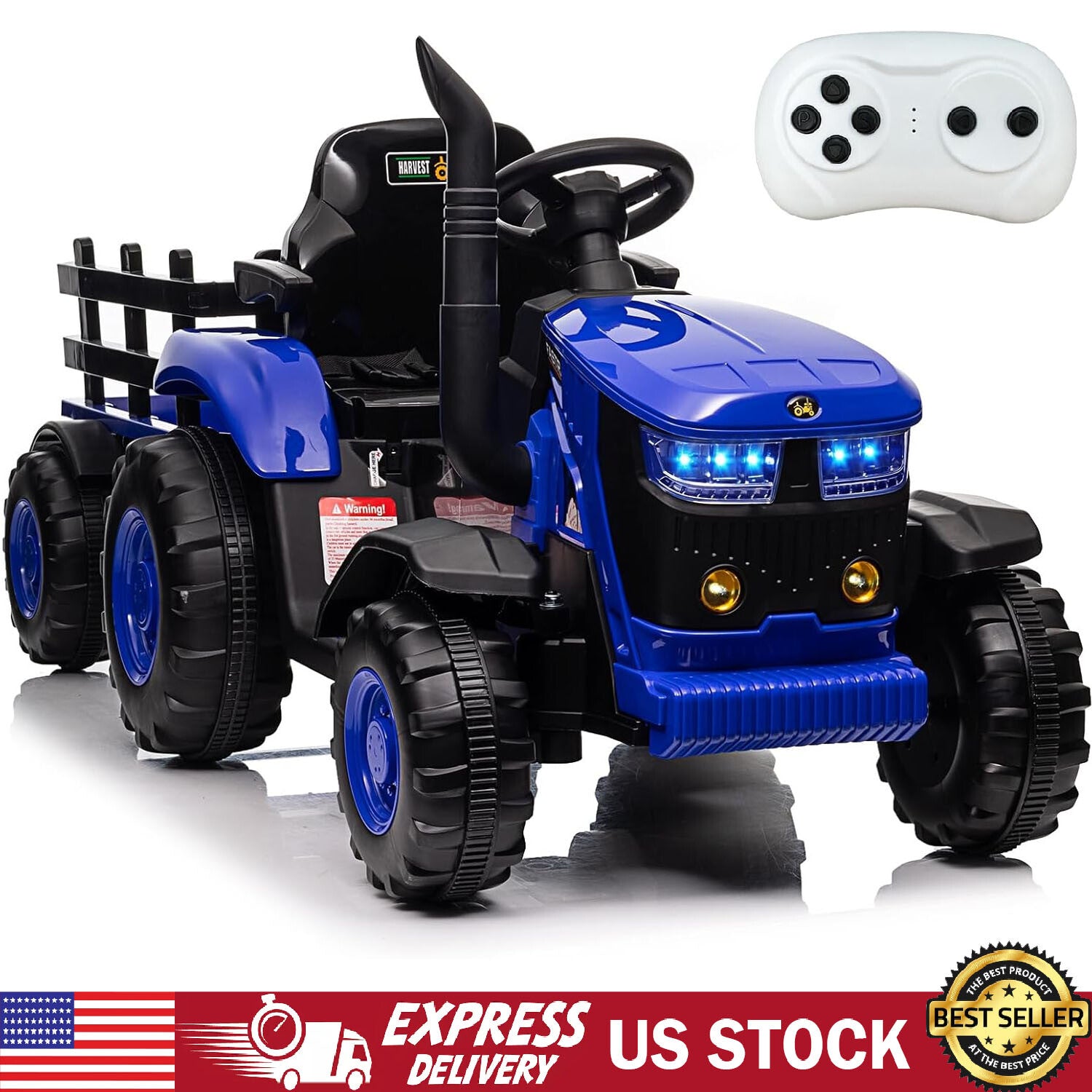 12V Electric Ride-On Tractor for Kids with Remote Control Blue Trend Times Variant 0