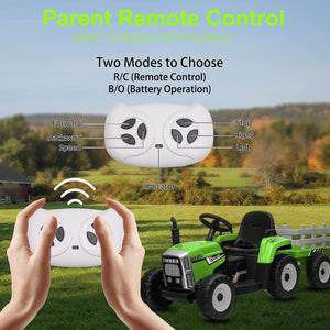 12V Electric Ride-On Tractor with Trailer, LED Lights, and MP3 Player for Kids Trend Times 2