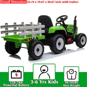 12V Electric Ride-On Tractor with Trailer, LED Lights, and MP3 Player for Kids Trend Times 5
