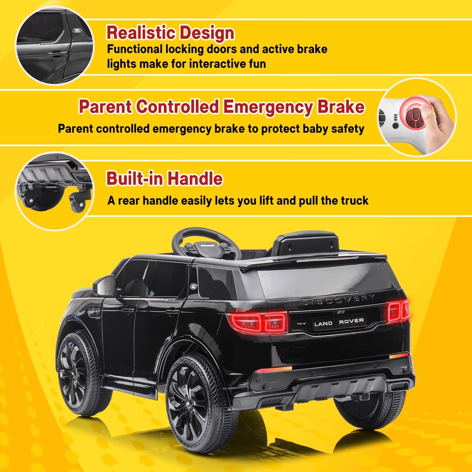 12V Battery-Powered Licensed Land Rover Electric Ride-On Truck for Kids Trend Times 3