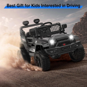 12V Ride-On Truck with Remote Control, 3 Speeds and Spring Suspension, Black Trend Times 7