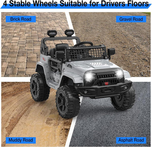 12V Ride-On Truck with Remote Control, 3 Speeds, and Spring Suspension in Gray Trend Times 2