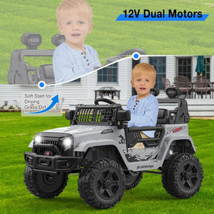 12V Ride-On Truck with Remote Control, 3 Speeds, and Spring Suspension in Gray Trend Times 7