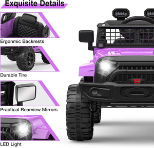 12V Purple Ride-On Truck with Remote Control, 3 Speeds, and Spring Suspension Trend Times 1