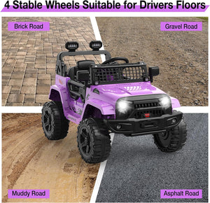 12V Purple Ride-On Truck with Remote Control, 3 Speeds, and Spring Suspension Trend Times 2
