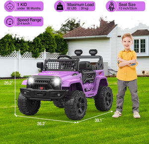 12V Purple Ride-On Truck with Remote Control, 3 Speeds, and Spring Suspension Trend Times 3