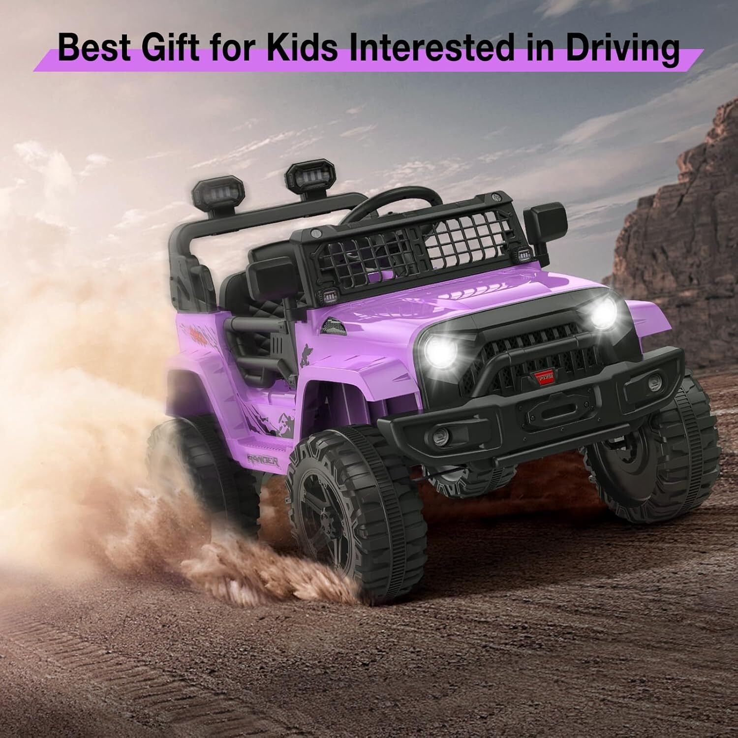 12V Purple Ride-On Truck with Remote Control, 3 Speeds, and Spring Suspension Trend Times 7