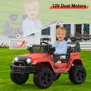 12V Ride-On Truck with Remote Control, 3 Speeds, Spring Suspension, Red Trend Times 6