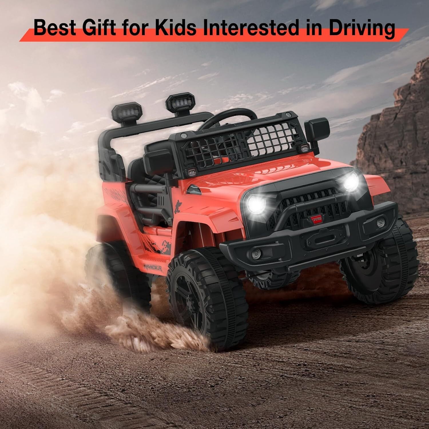 12V Ride-On Truck with Remote Control, 3 Speeds, Spring Suspension, Red Trend Times 7