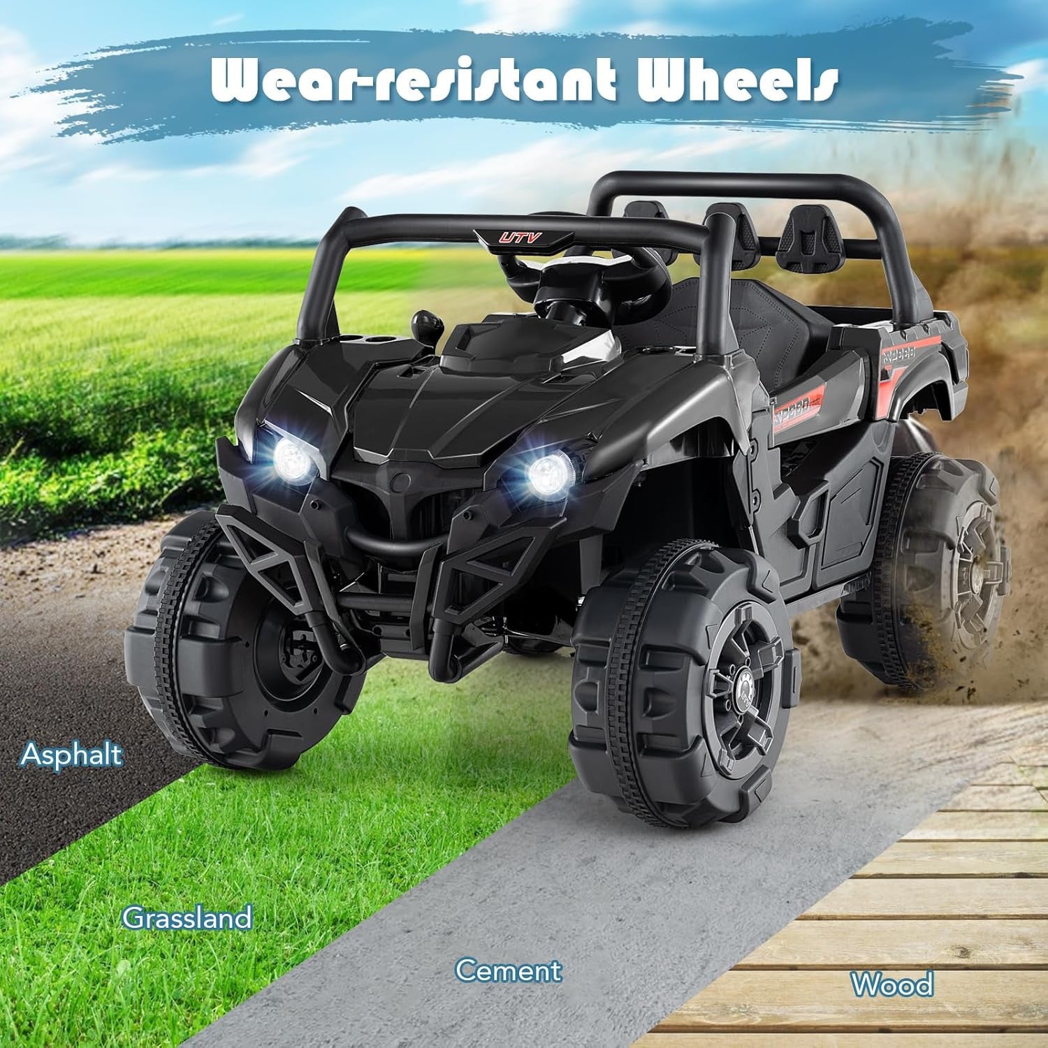 12V Battery-Powered Off-Road Kids Electric Ride-On UTV with Remote Control Trend Times 3