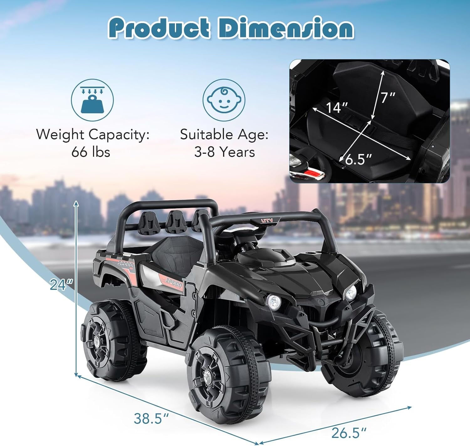 12V Battery-Powered Off-Road Kids Electric Ride-On UTV with Remote Control Trend Times 5