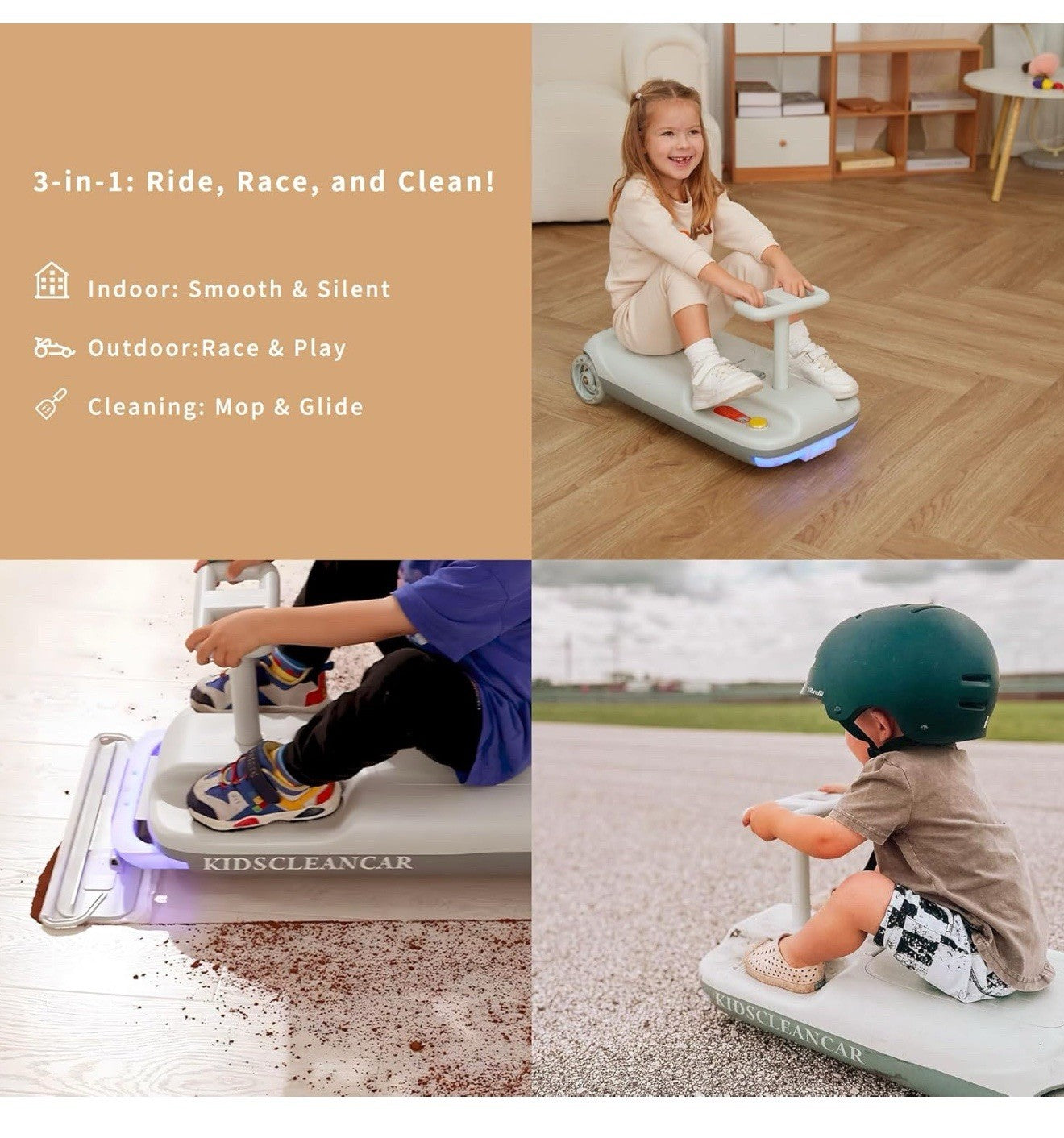 12V Ride-On Car with Cleaning Function 3-in-1 Gokart Soft Start 5-Speed Adjustable Trend Times 5