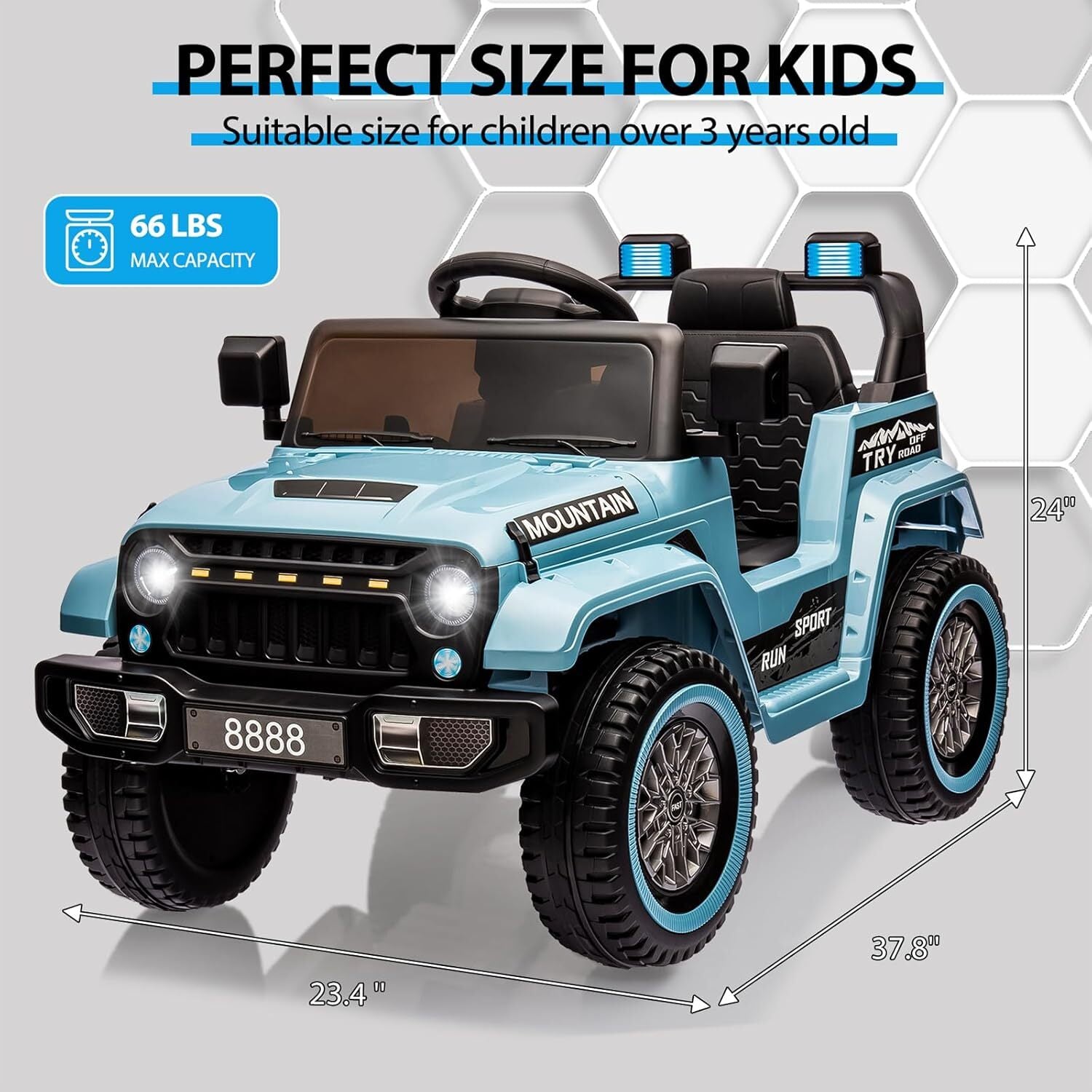 12V Battery-Powered Ride-On Car for Kids with Remote Control and 3 Speed Settings Blue Trend Times 1