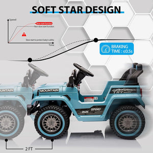 12V Battery-Powered Ride-On Car for Kids with Remote Control and 3 Speed Settings Blue Trend Times 4