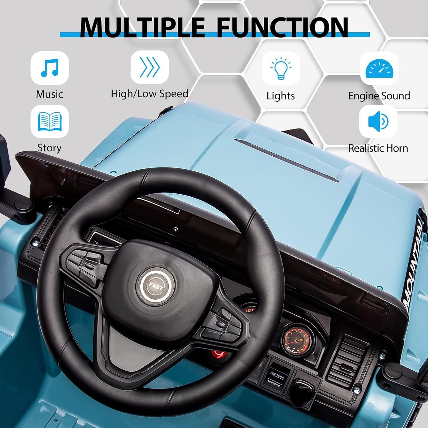 12V Battery-Powered Ride-On Car for Kids with Remote Control and 3 Speed Settings Blue Trend Times 5