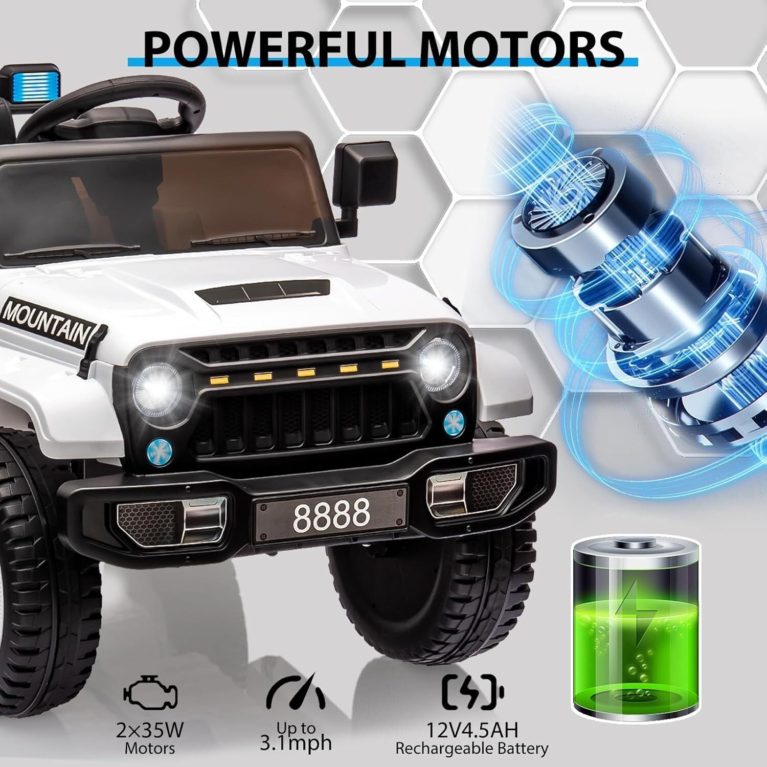 12V Battery-Powered Ride-On Car for Kids with Remote Control, 3 Speeds, and Music Trend Times 3