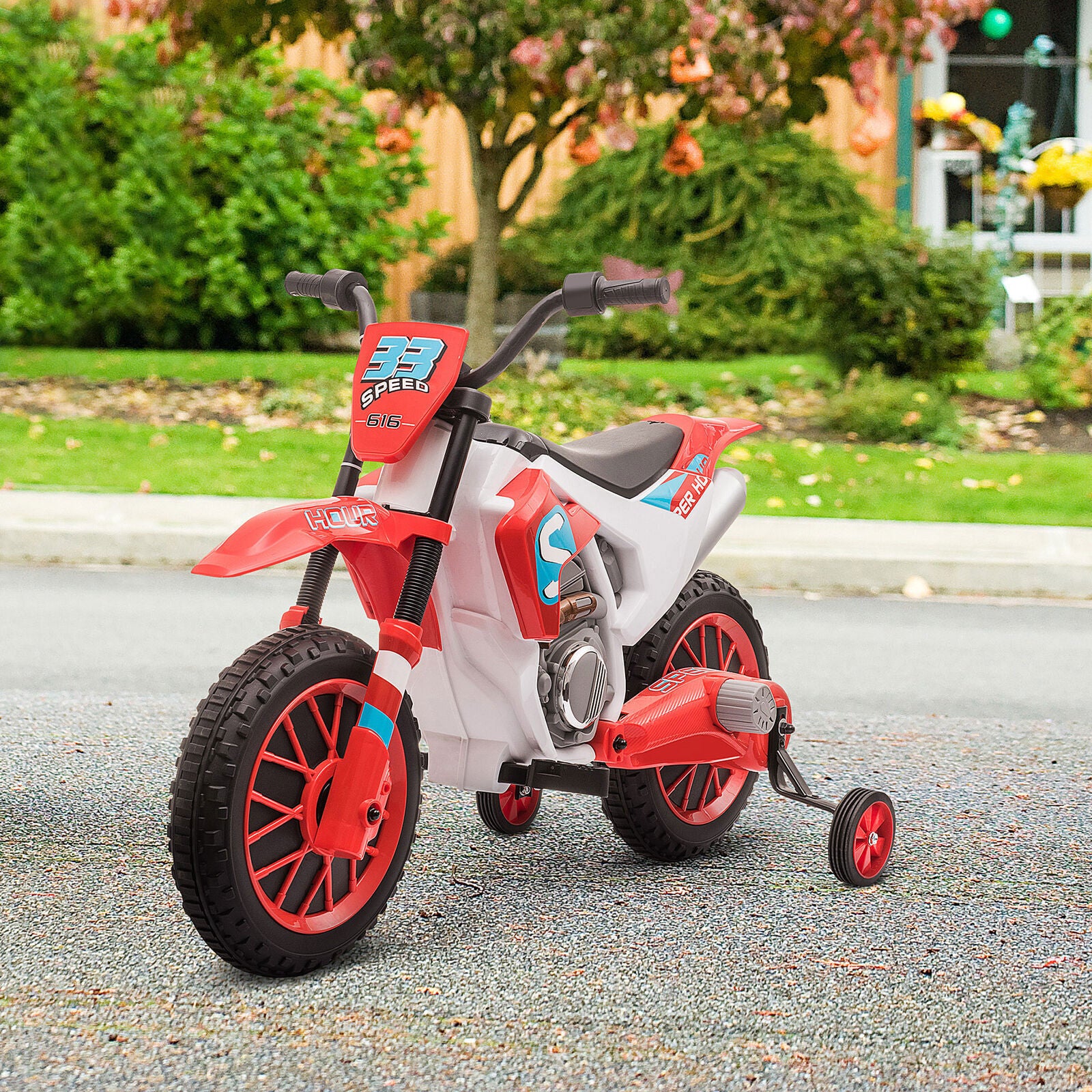 12V Electric Ride-On Dirt Bike Motorcycle Toy with Training Wheels for Off-Road Use Trend Times 9