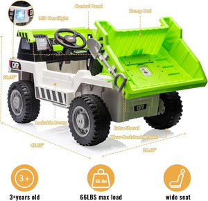 12V 4-Wheel Electric Ride-On Dump Truck with Battery-Powered Dump Bed Toy Car Trend Times 13
