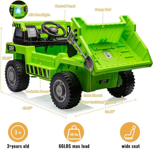 12V 4-Wheel Electric Ride-On Dump Truck with Battery-Powered Dump Bed Toy Car Trend Times 18