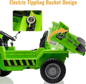 12V 4-Wheel Electric Ride-On Dump Truck with Battery-Powered Dump Bed Toy Car Trend Times 19