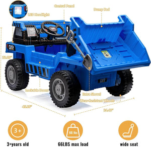 12V 4-Wheel Electric Ride-On Dump Truck with Battery-Powered Dump Bed Toy Car Trend Times 2