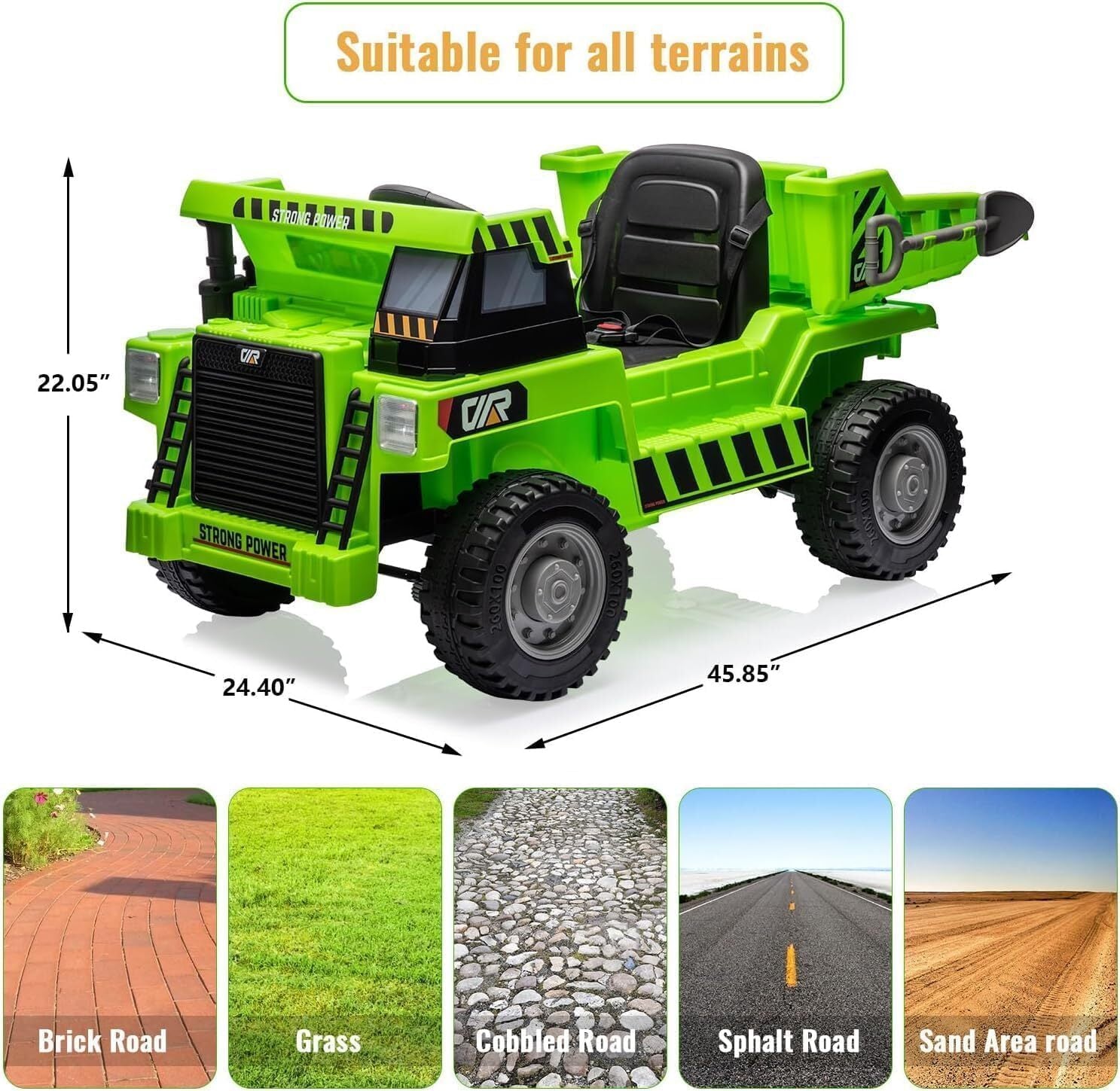 12V 4-Wheel Electric Ride-On Dump Truck with Battery-Powered Dump Bed Toy Car Trend Times 20