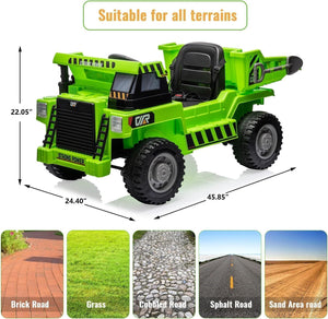 12V 4-Wheel Electric Ride-On Dump Truck with Battery-Powered Dump Bed Toy Car Trend Times 20
