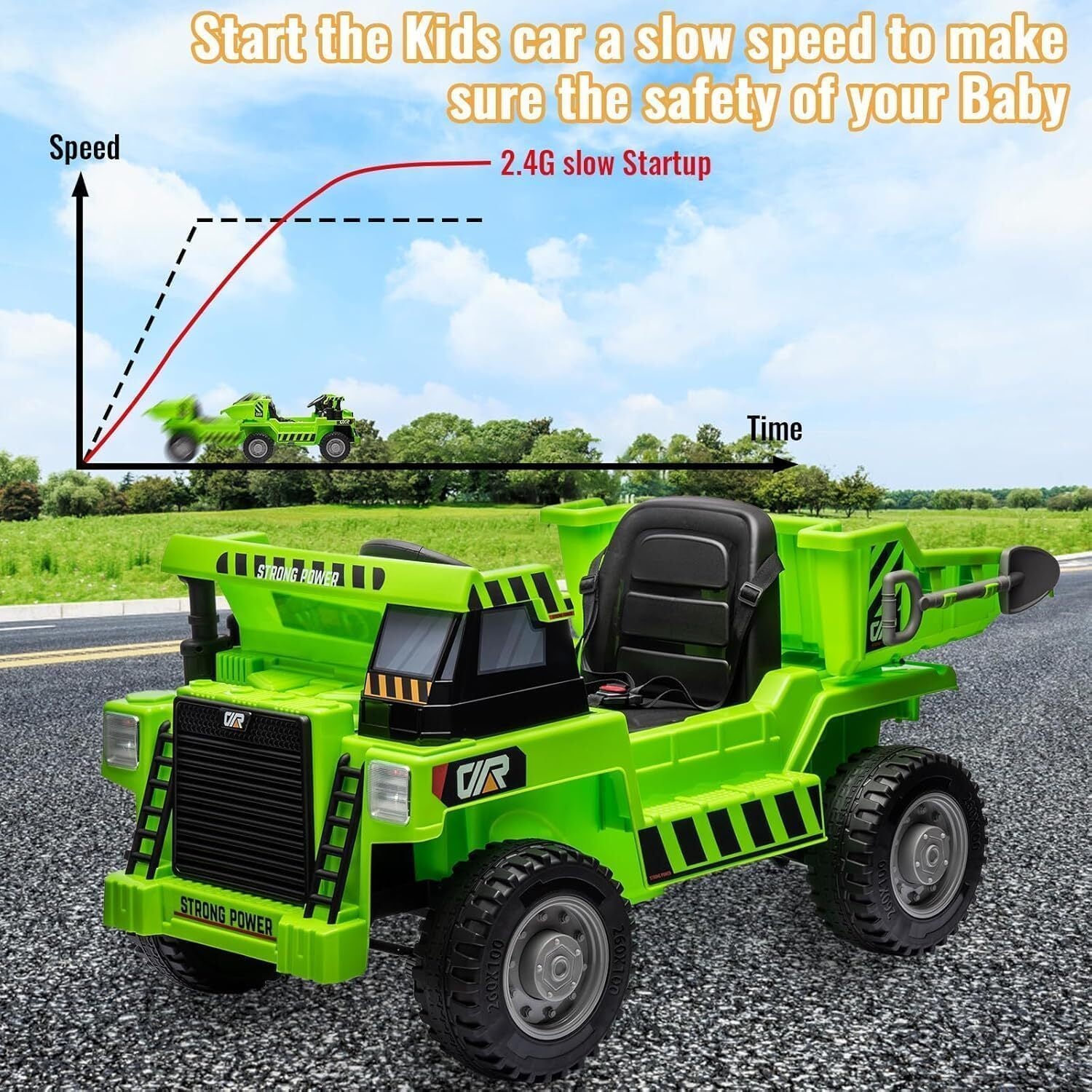 12V 4-Wheel Electric Ride-On Dump Truck with Battery-Powered Dump Bed Toy Car Trend Times 22