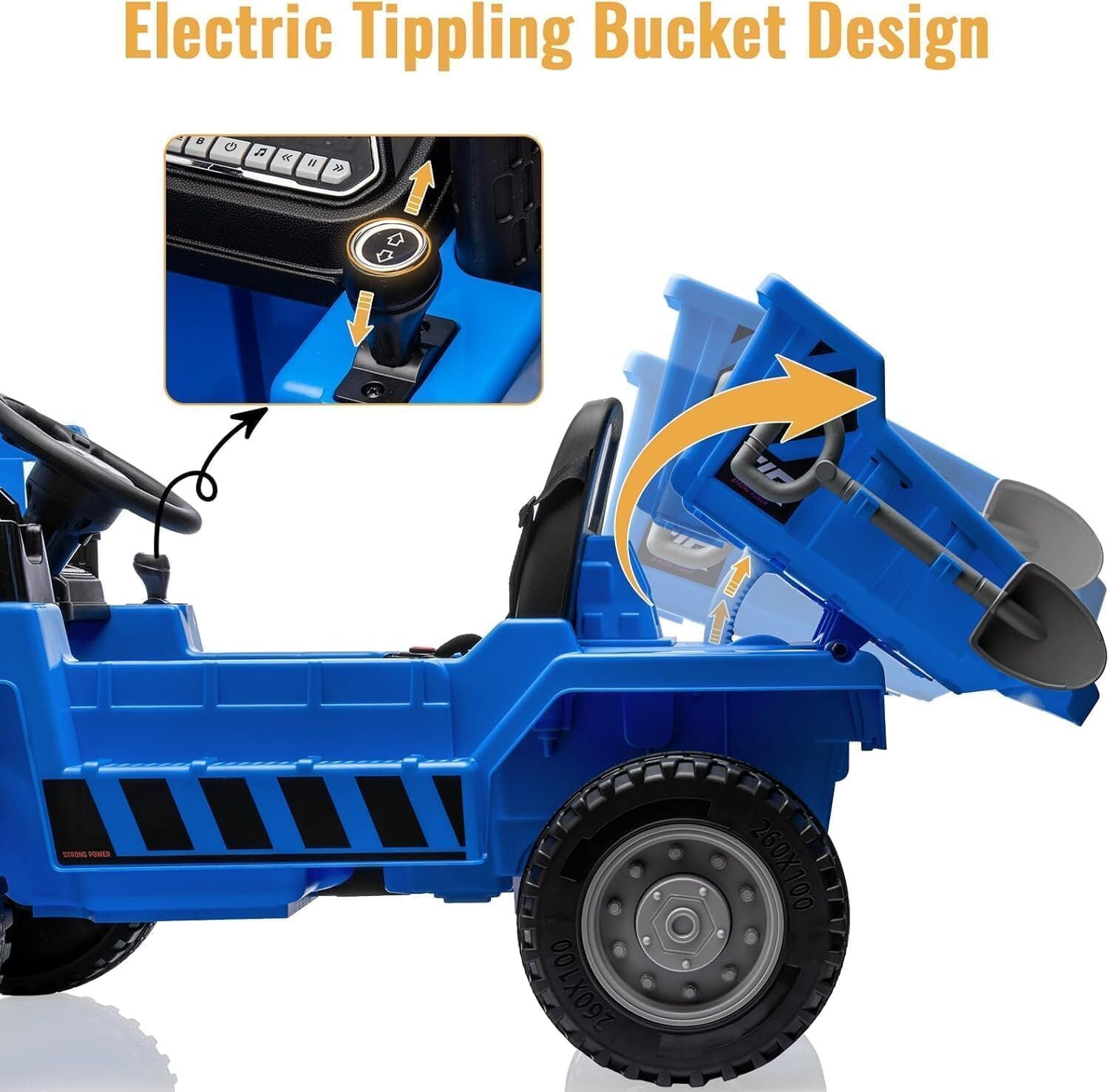 12V 4-Wheel Electric Ride-On Dump Truck with Battery-Powered Dump Bed Toy Car Trend Times 4