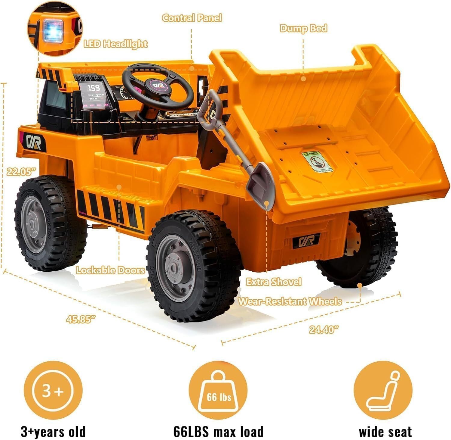 12V 4-Wheel Electric Ride-On Dump Truck with Battery-Powered Dump Bed Toy Car Trend Times 8