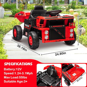 12V Electric Ride-On Dump Truck and Car Toy with Remote Control and Functional Dump Bed Trend Times 5