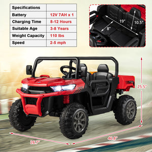 12V Ride-On Red Dump Truck with Adjustable Safety Belt and Lockable Doors Trend Times 1