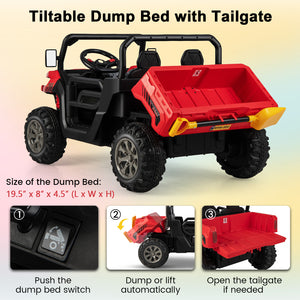 12V Ride-On Red Dump Truck with Adjustable Safety Belt and Lockable Doors Trend Times 6