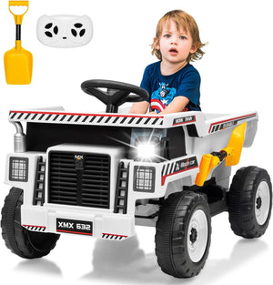 12V Ride-On Dump Truck with Remote Control, Auto Dump Bed, Shovel, and Music for Kids Ages 3-8 Trend Times 0
