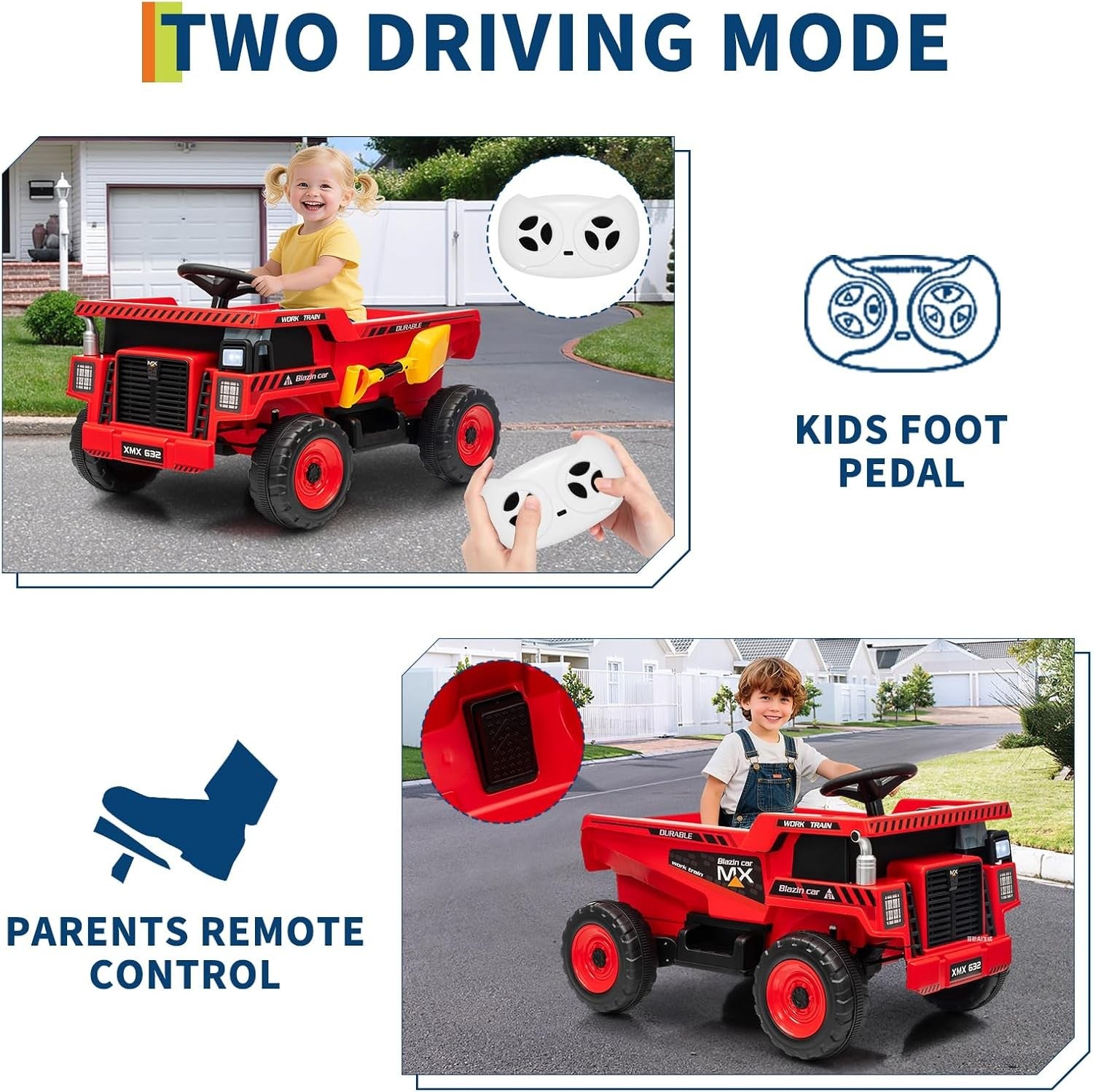 12V Ride-On Dump Truck with Remote Control, Auto Dump Bed, Shovel, and Music for Kids Ages 3-8 Trend Times 11