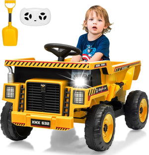 12V Ride-On Dump Truck with Remote Control, Auto Dump Bed, Shovel, and Music for Kids Ages 3-8 Trend Times 14