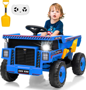 12V Ride-On Dump Truck with Remote Control, Auto Dump Bed, Shovel, and Music for Kids Ages 3-8 Trend Times 20